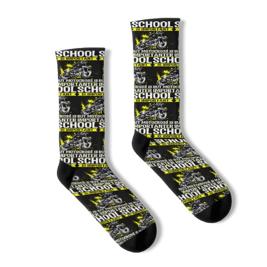 School is Important, but Motocross is Importanter Socks