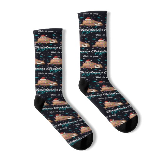 Winter Christmas Pyjama Sloth Socks
