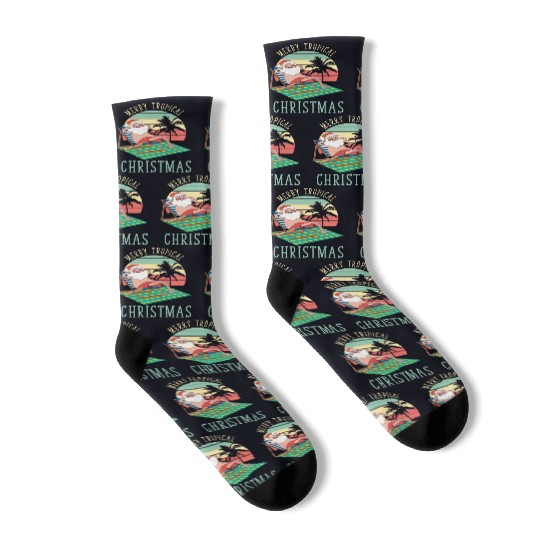 Merry Tropical Christmas Beach Christmas Socks