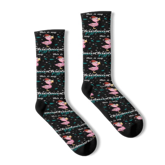 Winter Christmas Pyjama Flamingo Socks
