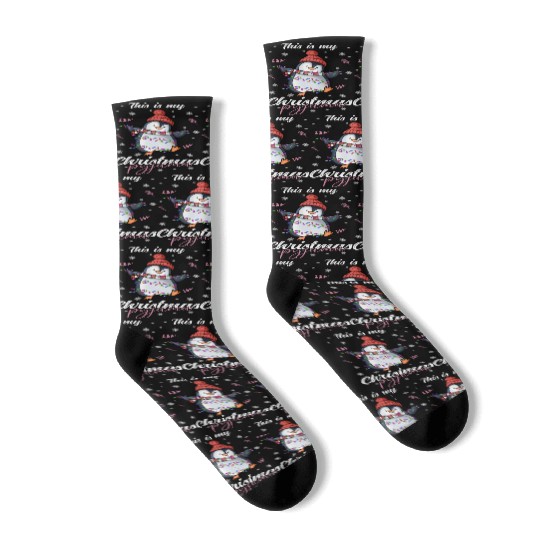 Winter Christmas Pyjama Penguin Socks