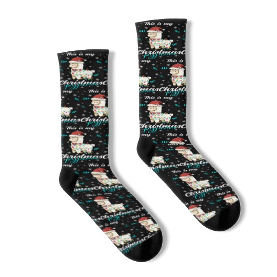 Winter Christmas Pyjama Llama Socks
