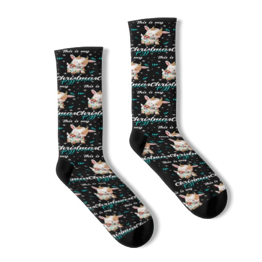 Winter Christmas Pyjama Goat Socks