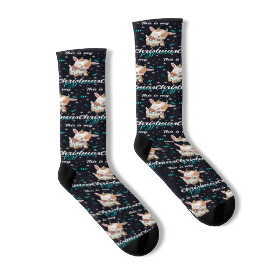 Winter Christmas Pyjama Goat Socks