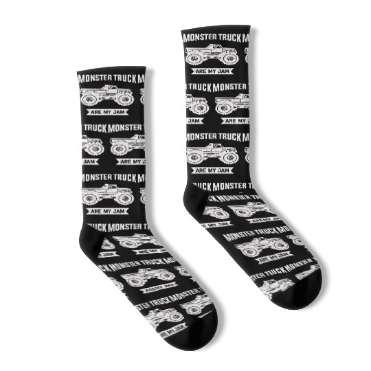 Monster Trucks Are My Jam Vintage Retro Socks