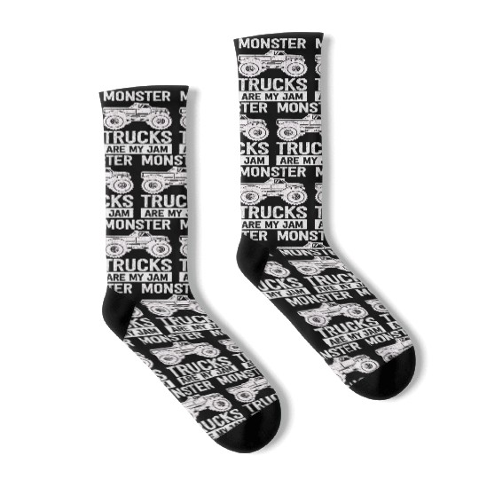 Monster Trucks Are My Jam Vintage Retro Socks