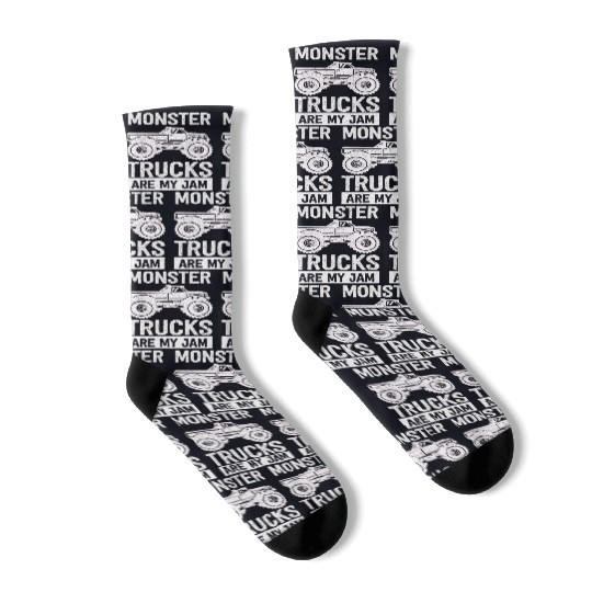 Monster Trucks Are My Jam Vintage Retro Socks