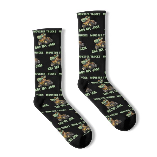 Monster Trucks Are My Jam Vintage Retro Socks