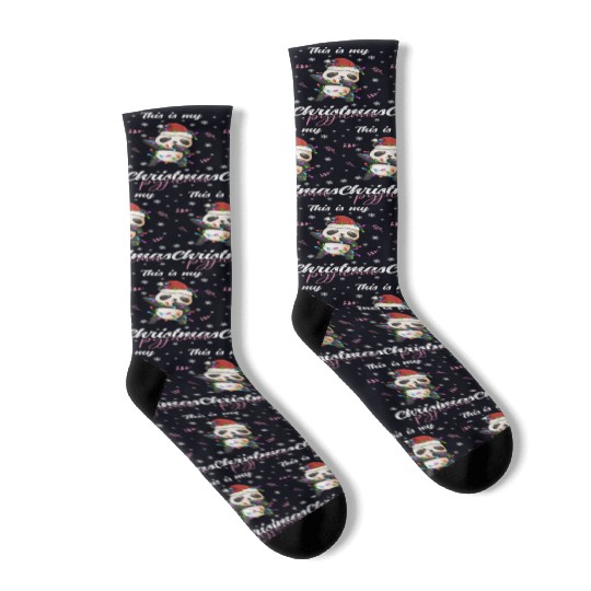 Winter Christmas Pyjama Panda Socks