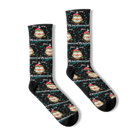 Winter Christmas Pyjama Owl Socks
