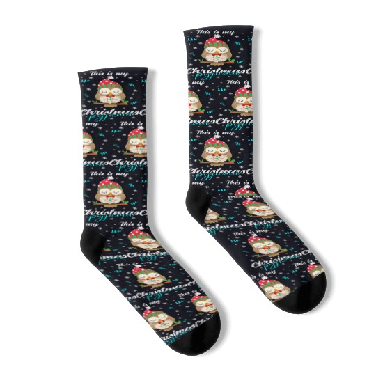 Winter Christmas Pyjama Owl Socks