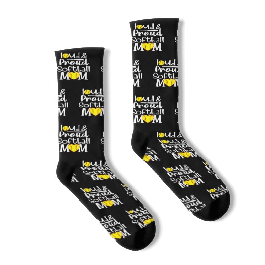 Funny Quote Loud Proud Bleached Softball Mom Socks