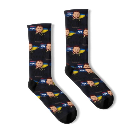 Ukraine Wyoming Flags Zelensky Socks