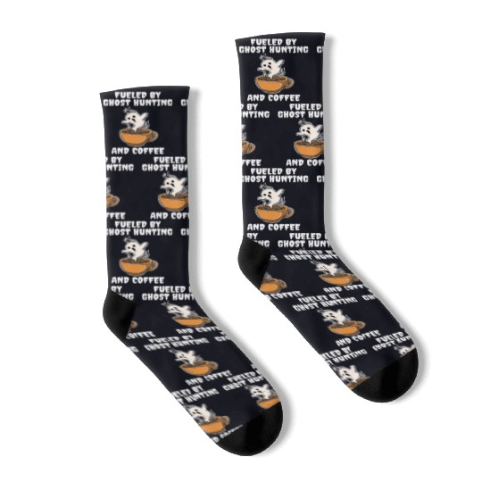 Ghost Hunting And Coffee Funny Ghost Gift Socks
