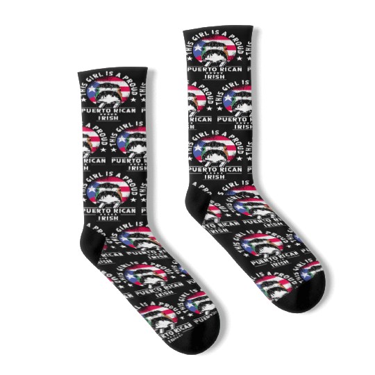 Puerto Rico Flag Ireland Grown Women Girl Socks