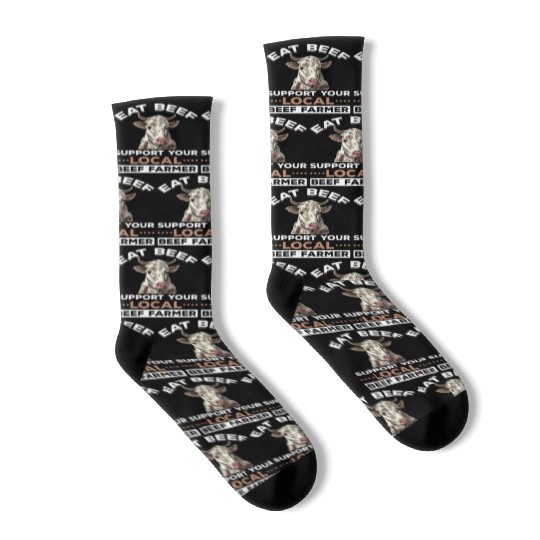 Cattle Farming Cow Agriculture Beef Lover Socks