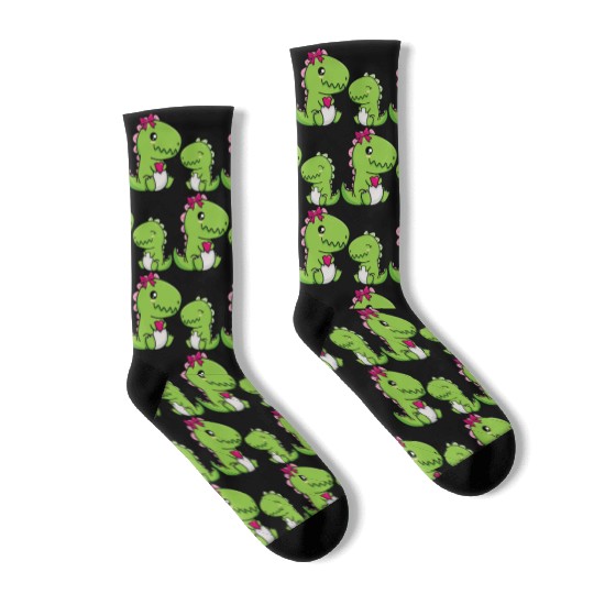 Big sister brother dino siblings boy girl heart Socks