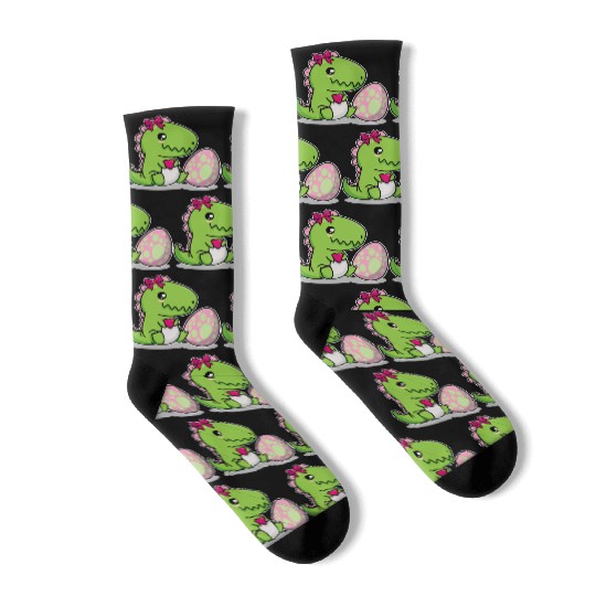 Big sister Cute dino with egg siblings boy girl Socks