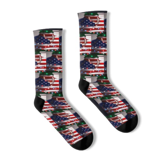 Patriotic Christmas Christmas Tree US Flag Socks