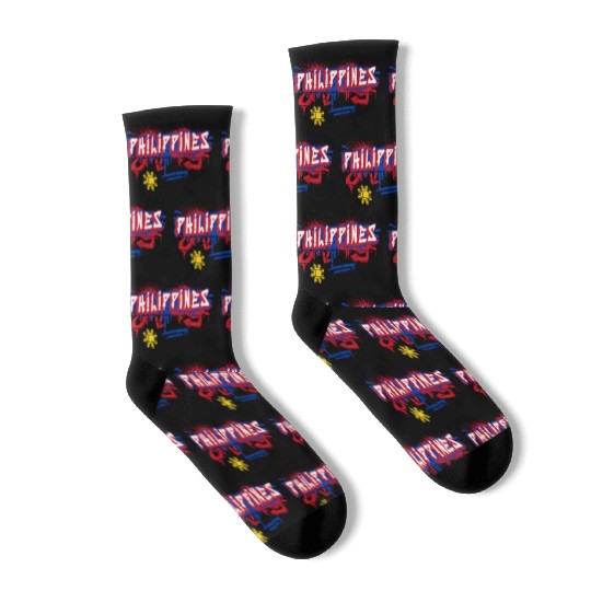 Philippines graffiti flag design Socks