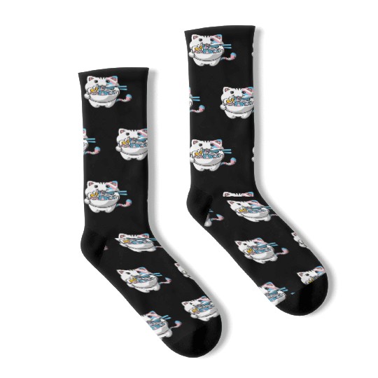 Transgender Pride Kawaii Cat Ramen Noodles Trans F Socks