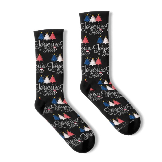 Joyeux Noel Christmas Tree French Flag France Socks
