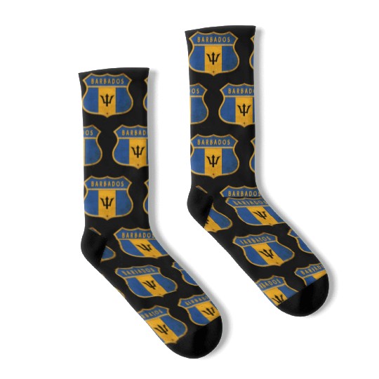 Barbados coat of arms flag design Socks