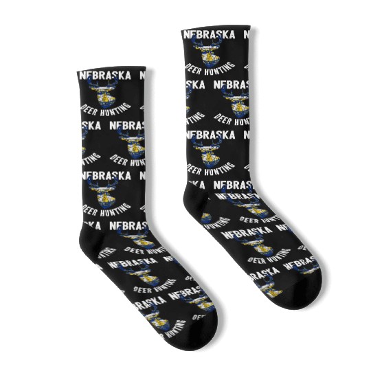 Nebraska Deer Hunting Buck Stag Hunter Socks