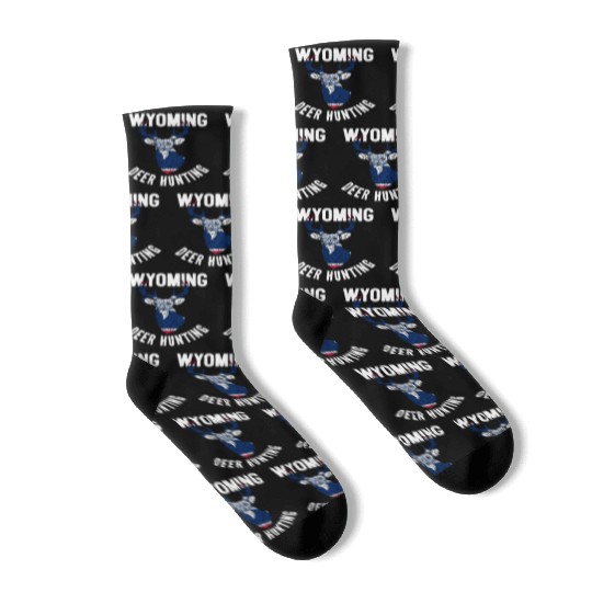 Wyoming Deer Hunting Buck Stag Hunter Socks