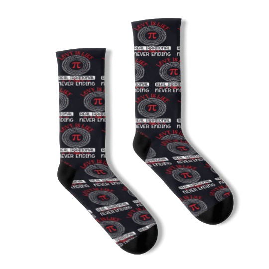Love Irrational Maths Sweet Valentines PI Day Socks