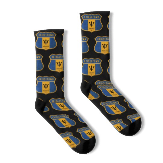 Bridgetown Barbados coat of arms flag design Socks