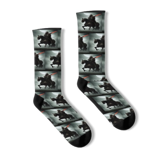 Warrior on the black horse Socks