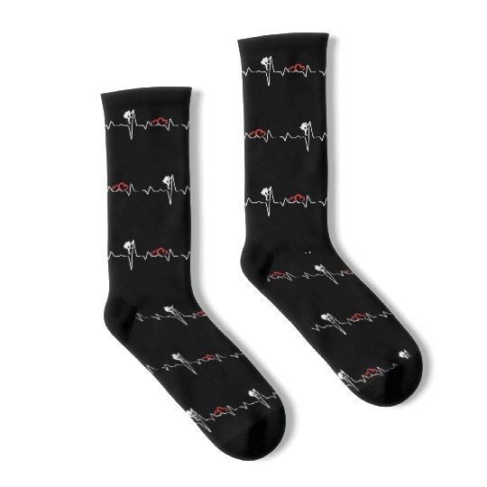 Rock Climbing EKG Heartbeat Love Mountain Climber Socks
