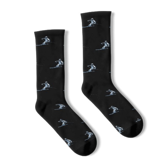 Skiing Skier Astronaut Socks