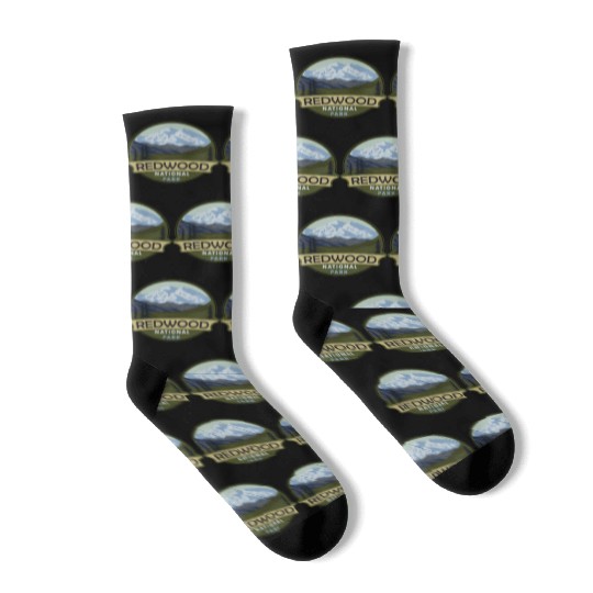 Cool Vintage Retro Redwood National Park Mountain Socks