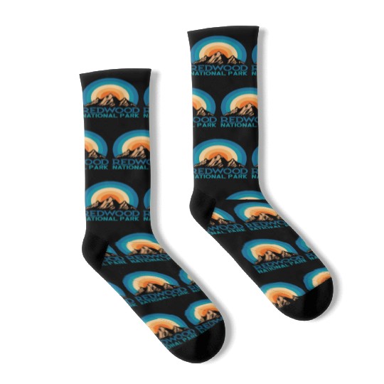 Cool Vintage Retro Redwood National Park Mountain Socks