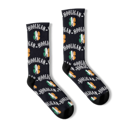 Hooligan St Patricks Day Irish Shamrock Flag Socks