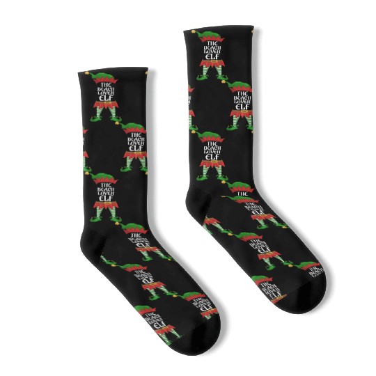 Beach Lover Elf Family Matching Christmas Party Socks