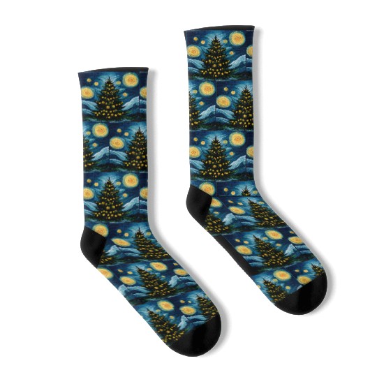 Van Gogh Design Christmas Tree Socks