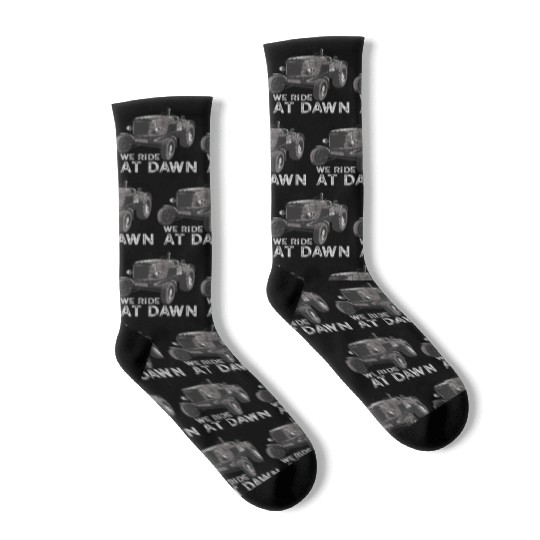 We Ride At Dawn Dad Lawn Mower Make Laugh Day Yard Socks