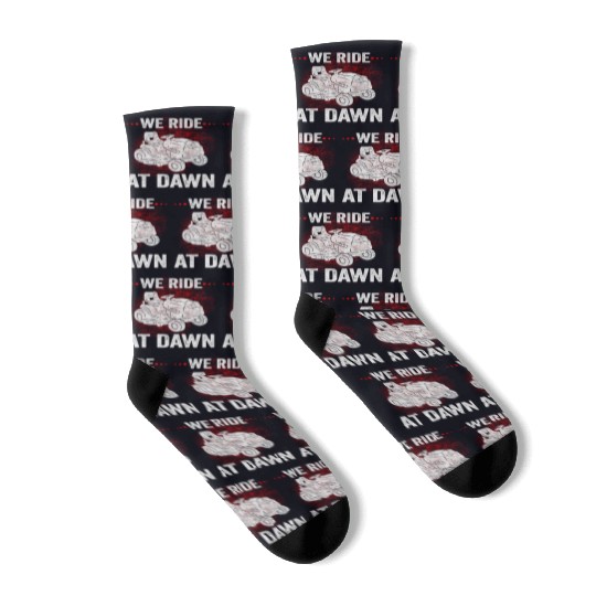 We Ride At Dawn Dad Lawn Mower Make Laugh Day Yard Socks