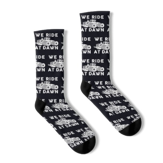 We Ride At Dawn Dad Lawn Mower Make Laugh Day Yard Socks