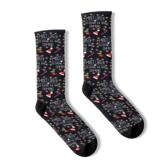 Most Likely To Spend The Day Gaming Fun Christmas Socks