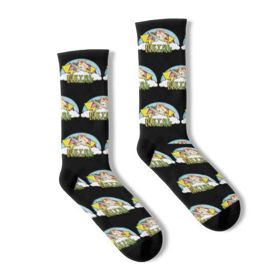 Dabbing Dab Unicorn Rainbow Metal Music Heavy Rock Socks