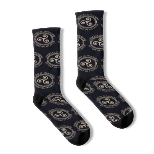 Shield Maiden Victory Or Valhalla Viking Triskel Socks