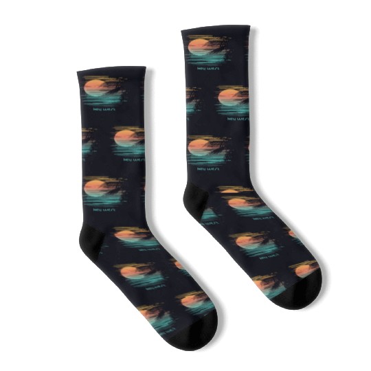 Artistic Key West Florida Palm Tree Vacation Socks