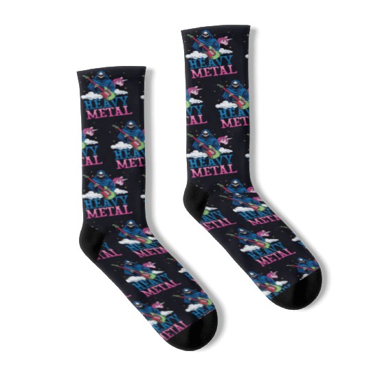 Grim Bone Unicorn Rainbow Metal Music Heavy Rock Socks
