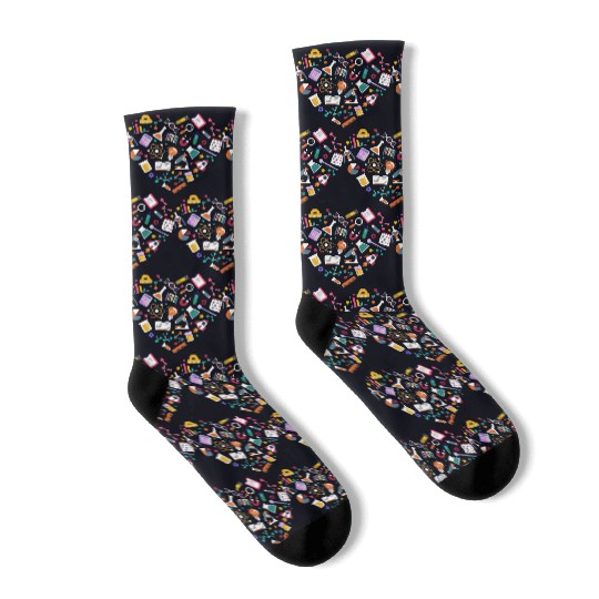 Cute Science Heart Chemistry Biology Physics Socks