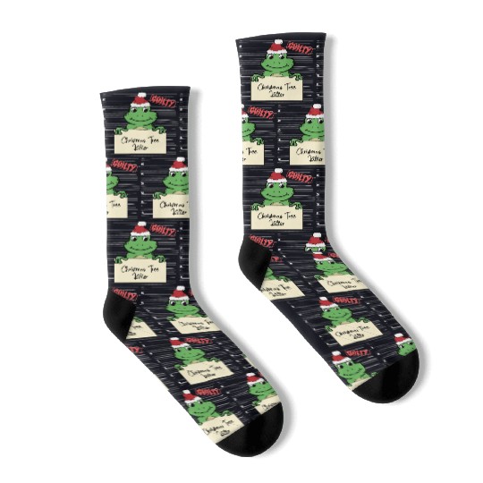 Frog christmas funny prison Socks