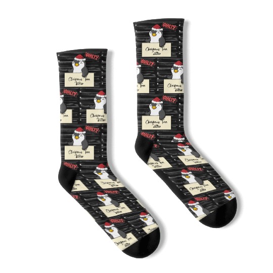 Penguin christmas funny prison Socks